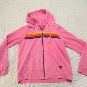 Aviator Nation Neon Pink Striped Hoodie